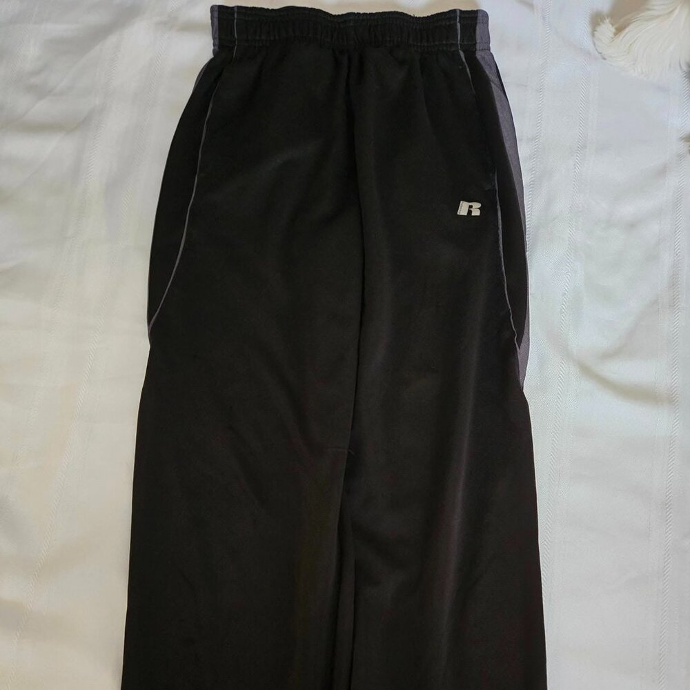 Boys Size Large (10/12) Russell Black Logo Jogging Pants
